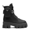 Prada Black Leather And Re-nylon Monolith Ankle Boots In Black