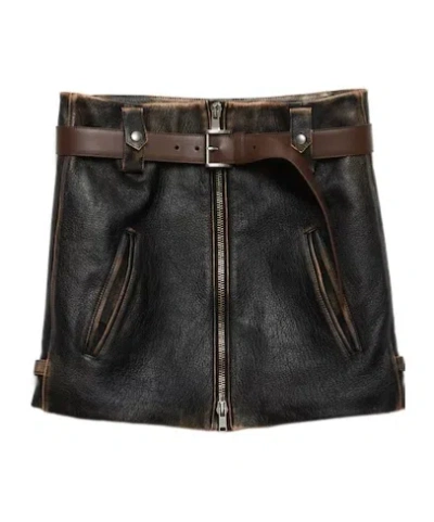 PRADA LEATHER MINISKIRT