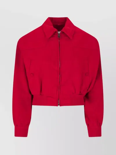 PRADA POCKETED COLLAR CROPPED RIBBED JACKET