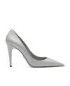 Prada Pointed-toe Leather Pumps In Gray
