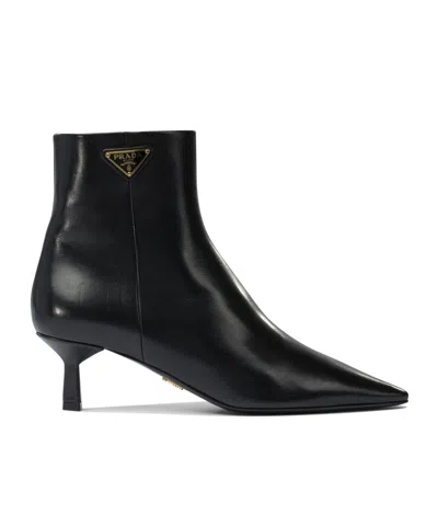 Prada Pointed Ankle Boots In Black