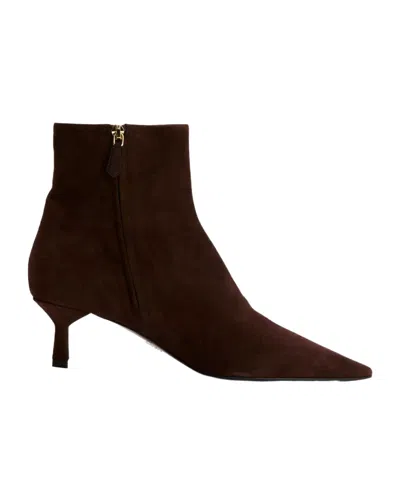Prada Pointed Ankle Heeled Boots In Black
