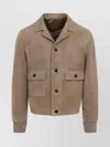 Prada Classic Button-up Lamb Leather Jacket In Brown
