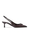 Prada Pointed High Heel Sandals In Black