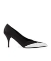 Prada Satin Pumps Two-tone Design Stiletto Heel In Black