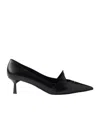 Prada 55mm Two-tone Brushed-leather Pumps In Black