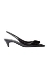 Prada Elegant Leather Slingback Pumps With Pointed Toe In Black