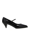 Prada Logo Brushed Leather Mary Jane Pumps In Black