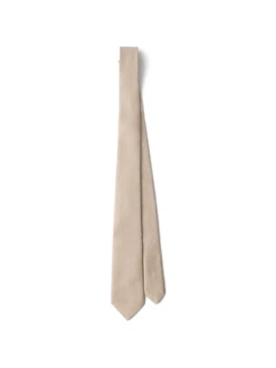 Prada Pointed-tip Tie In Neutral