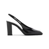Prada Block Heel Patent Finish Pointed Toe Ballerina Shoes In Black