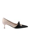 Prada 55mm Two-tone Brushed-leather Pumps In Nude