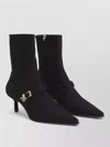 Prada Pointed Toe Kitten Heel Ankle Strap Pump In Black
