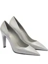 Prada Pointed-toe Leather Pumps In Gray