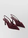 Prada Maroon Logo Slingback Pumps In Burgundy