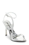 Prada Pointed Toe Logo Sandal In Silver
