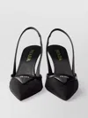 Prada Pointed Toe Mesh Slingback Pumps In Black