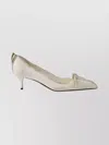 Prada Exposed Seam Kitten Heel Pump In White