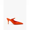 Prada Pointed Satin Mules In Orange