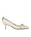 Prada Distressed Leather Pointed-toe Pumps In White
