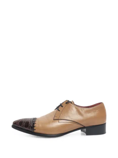 Pre-owned Prada Pointed-toe Derby Shoes In Brown