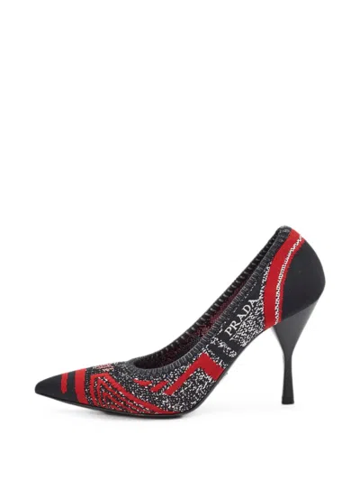 Pre-owned Prada Pointed-toe Knit Pumps In Black