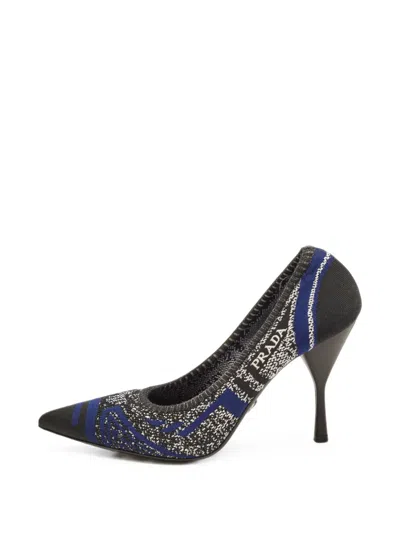 Pre-owned Prada Pointed-toe Knit Pumps In Black