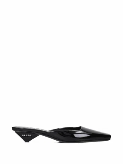 Prada Pointed-toe Patent-leather Pumps In Black