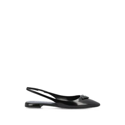 Prada Pointed-toe Slingback Ballet Flats In Black
