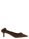 Prada Pointed-toe Suede Pump In Brown