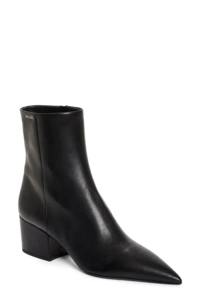 Prada Pointy Toe Bootie In Nero