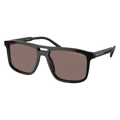 Prada Polarized Brown Square Men's Sunglasses Pr A22s 16k30h 58 In Black