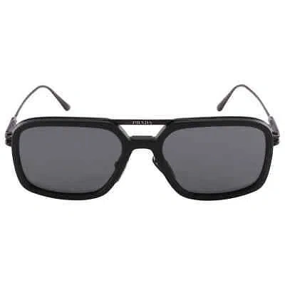Pre-owned Prada Polarized Dark Gray Square Men's Sunglasses Pr 57zs 1bo5z1 55