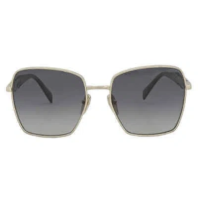 Pre-owned Prada Polarized Grey Gradient Square Ladies Sunglasses Pr 64zs Zvn5w1 57 In Gray