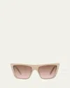 Prada Polarized Logo Acetate Butterfly Sunglasses In Brown Grad