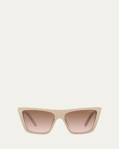 Prada Polarized Logo Acetate Butterfly Sunglasses In Brown Grad