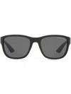 Prada Polarized Rectangular-frame Sunglasses In Black