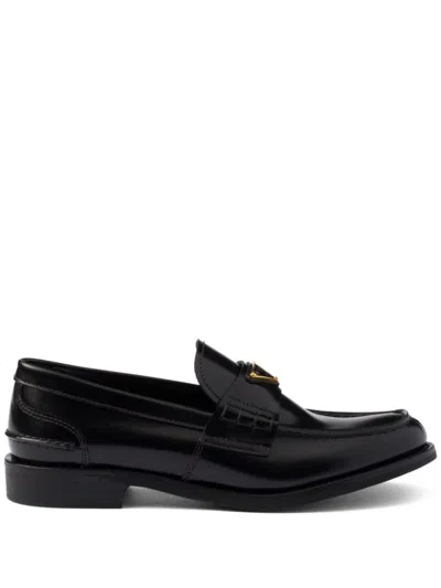Prada Logo Loafers In Black