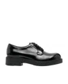 Prada Lace-up Leather Derbies In Black
