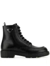 Prada Brushed Leather Ankle Boot For Men In Black