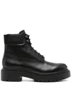 Prada Polished Leather Boots With Sole And Lace-up Design In Black