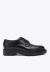 Prada Lace-up Leather Derbies In Black