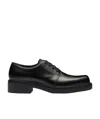 Prada Brushed Leather `derby` Shoes In Black