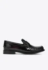 Prada Leather Ruched Penny Loafers In Multi