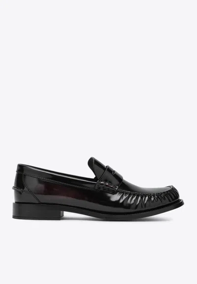 PRADA POLISHED LEATHER LOAFERS