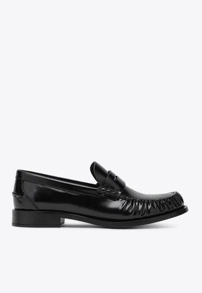 PRADA POLISHED LEATHER LOAFERS