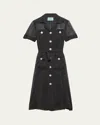 Prada Polka-dot Chiffon Short-sleeve Midi Shirtdress