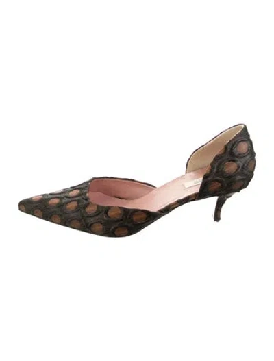 Pre-owned Prada Polka Dot Print Pumps In Brown