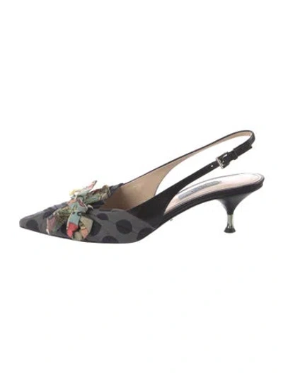 Pre-owned Prada Polka Dot Print Slingback Pumps In Black