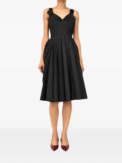 Pre-owned Prada Polka Dot Slip Midi Dress In Black