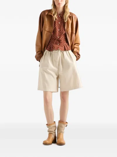 Prada Polka-dot Marocain Shirt In Multi